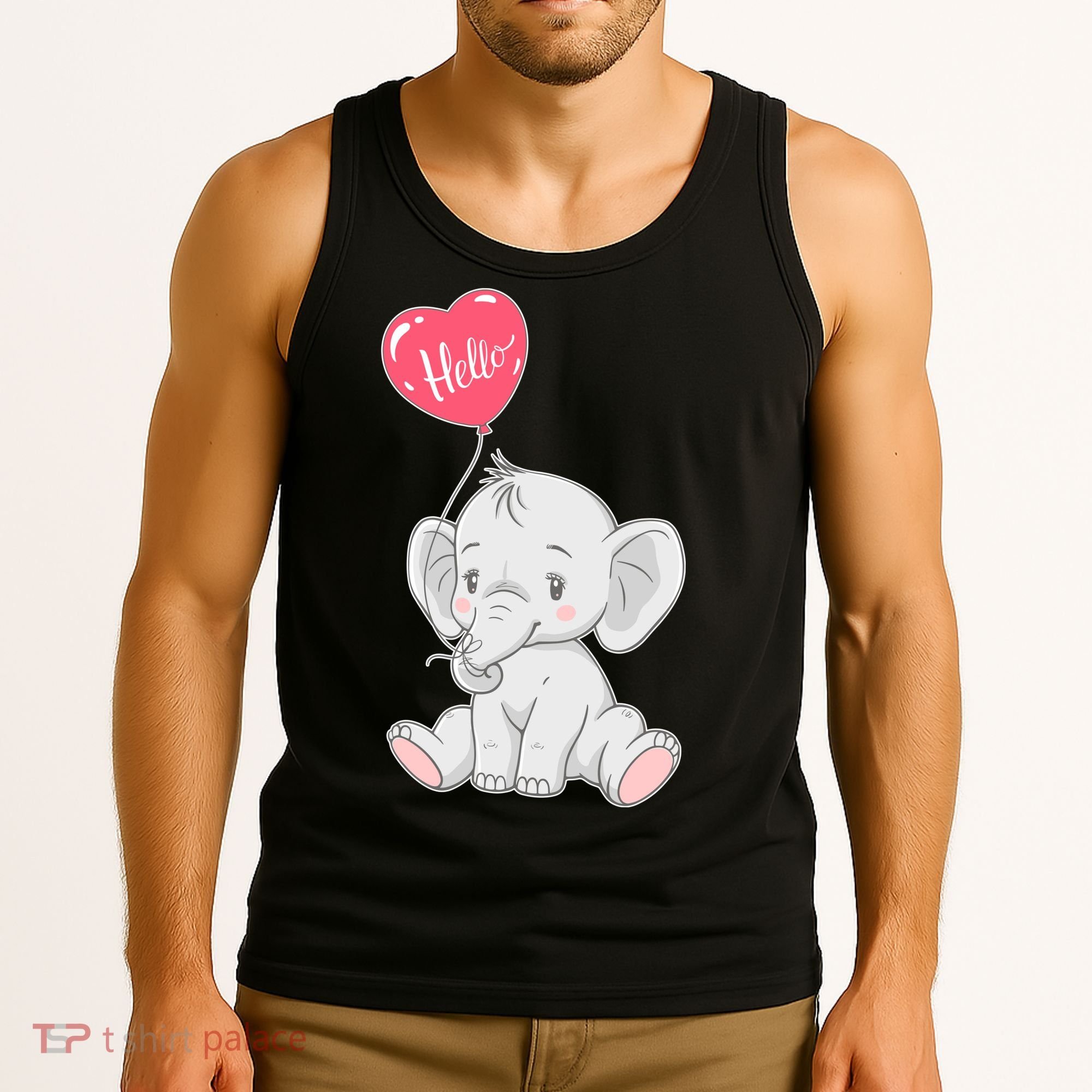 Cute Baby Elephant With Balloon Tank Top