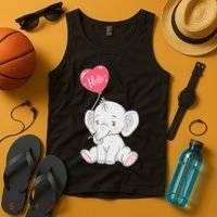Cute Baby Elephant With Balloon Tank Top thumb 4