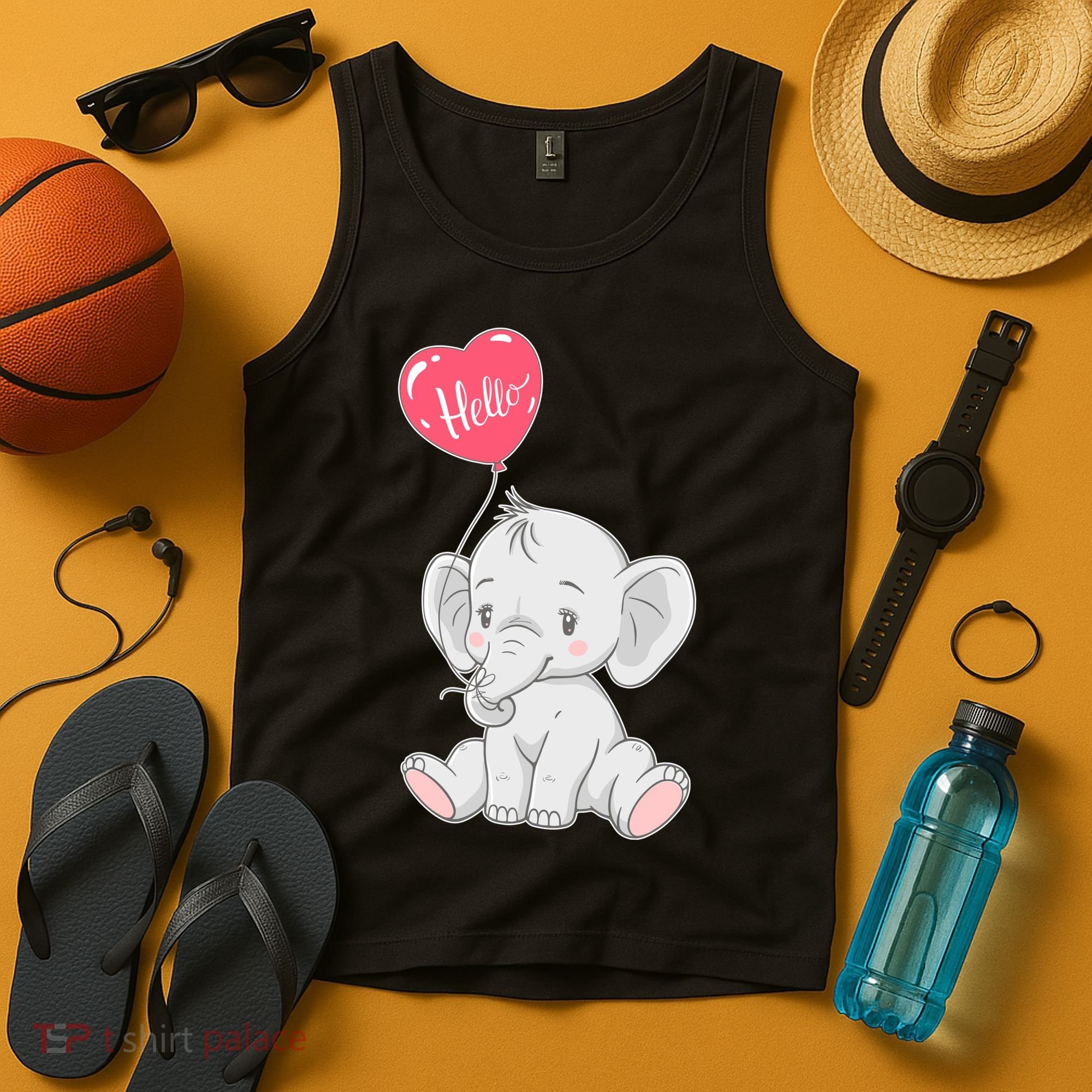 Cute Baby Elephant With Balloon Tank Top