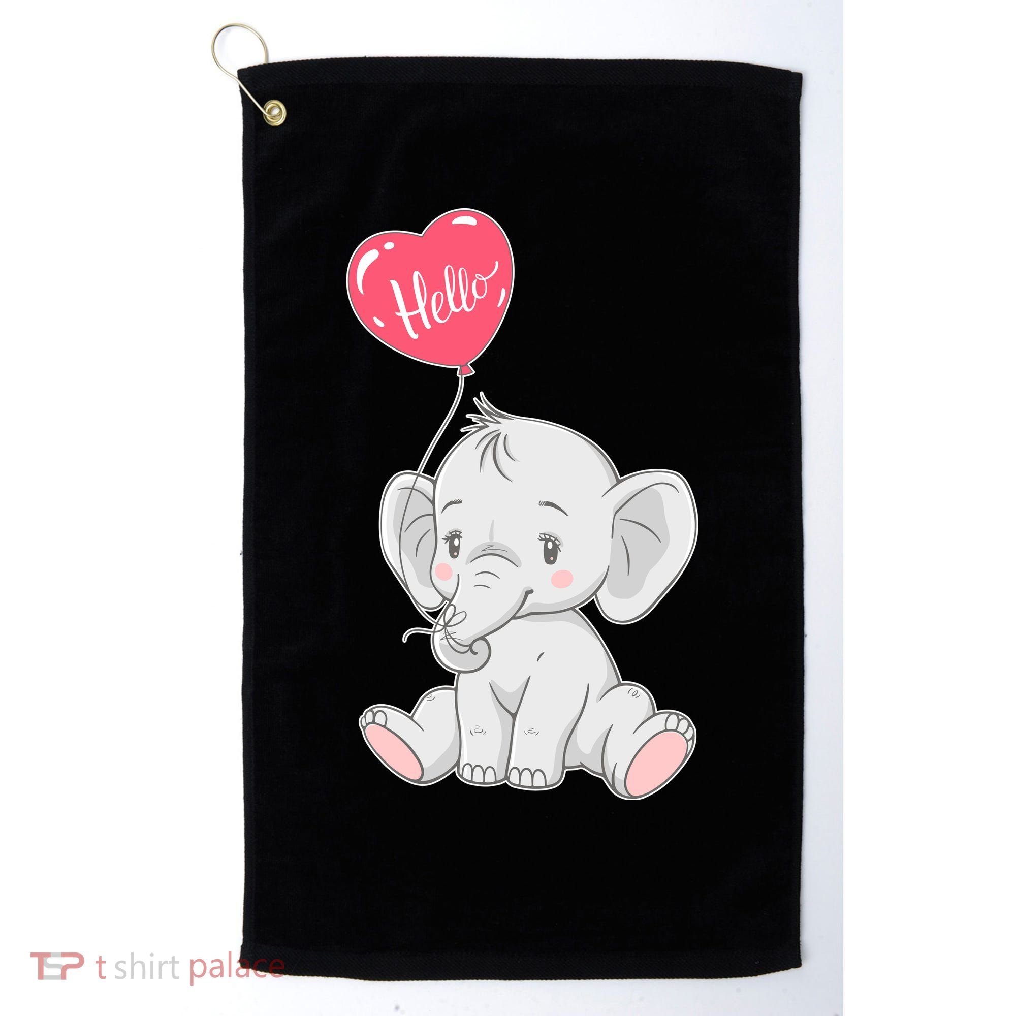 Cute Baby Elephant With Balloon Golf Towel