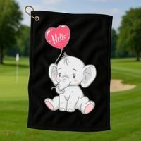 Cute Baby Elephant With Balloon Golf Towel thumb 1