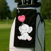 Cute Baby Elephant With Balloon Golf Towel thumb 2