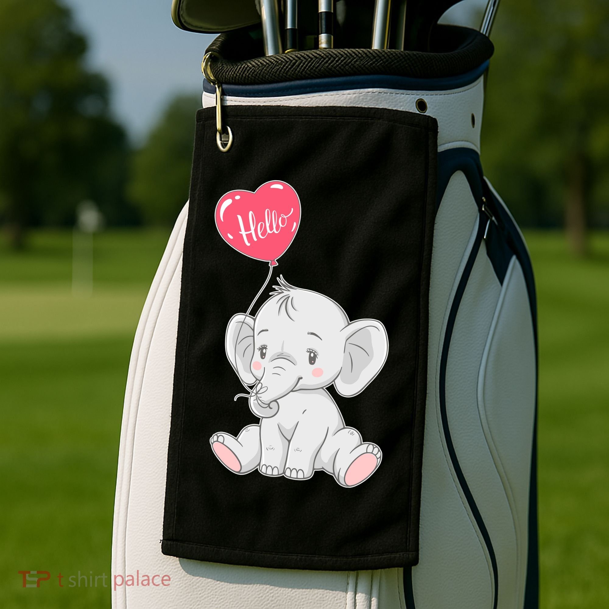 Cute Baby Elephant With Balloon Golf Towel