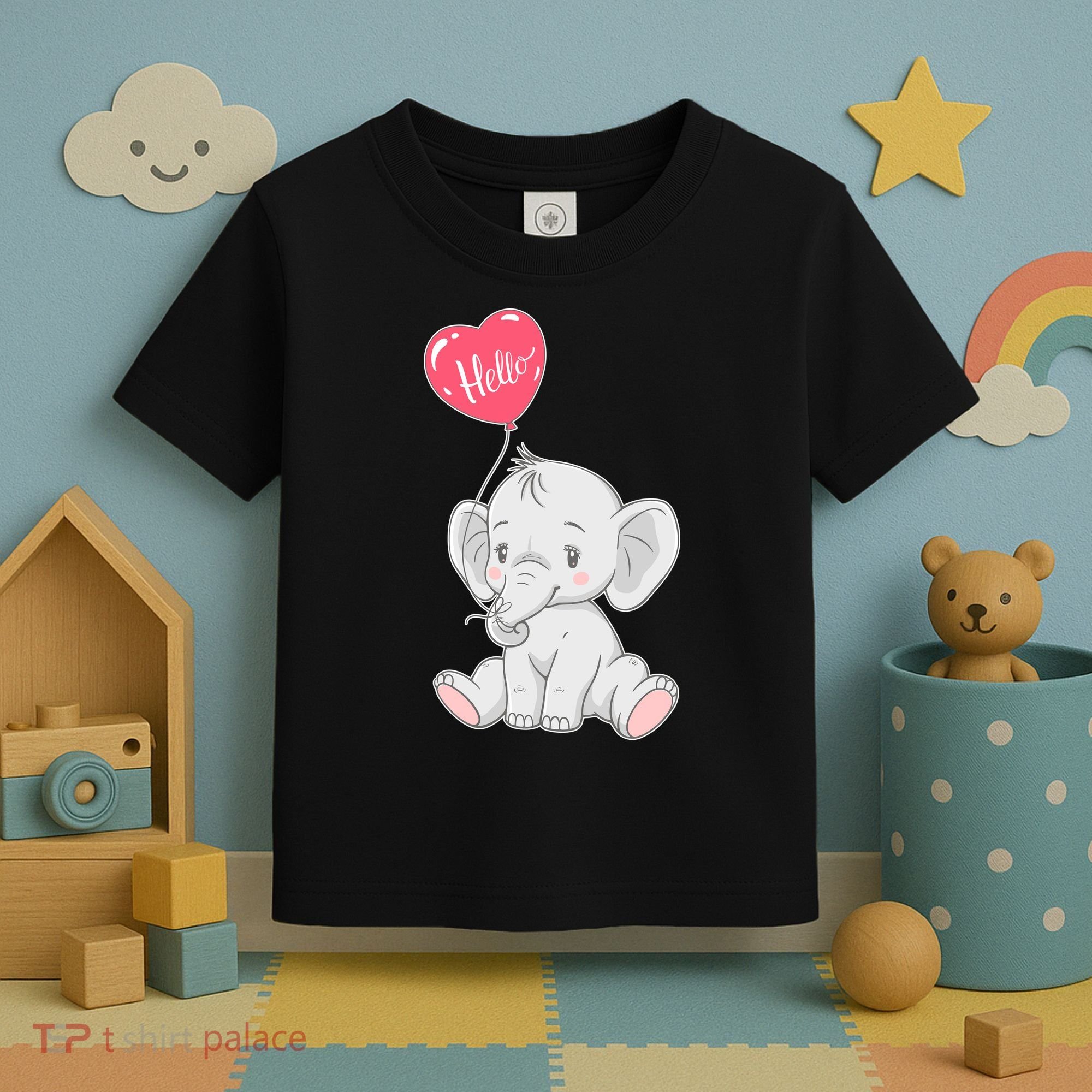 Cute Baby Elephant With Balloon Toddler T-Shirt