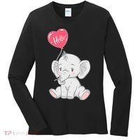Cute Baby Elephant With Balloon Women's Long Sleeve Shirt thumb 0