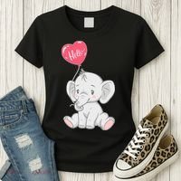 Cute Baby Elephant With Balloon Women's T-Shirt thumb 3