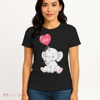 Cute Baby Elephant With Balloon Women's T-Shirt thumb 4