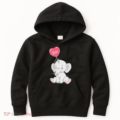Cute Baby Elephant With Balloon Kids Hoodie
