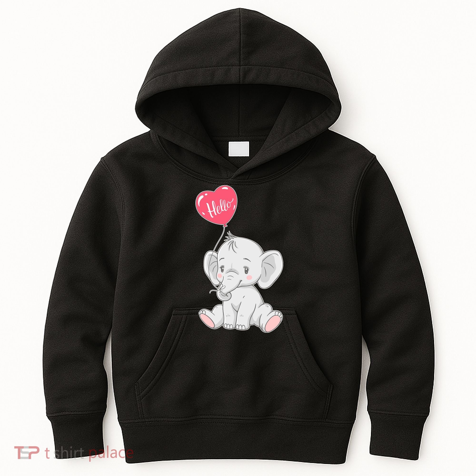 Cute Baby Elephant With Balloon Kids Hoodie