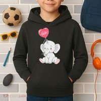 Cute Baby Elephant With Balloon Kids Hoodie thumb 2