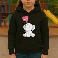 Cute Baby Elephant With Balloon Kids Hoodie thumb 3