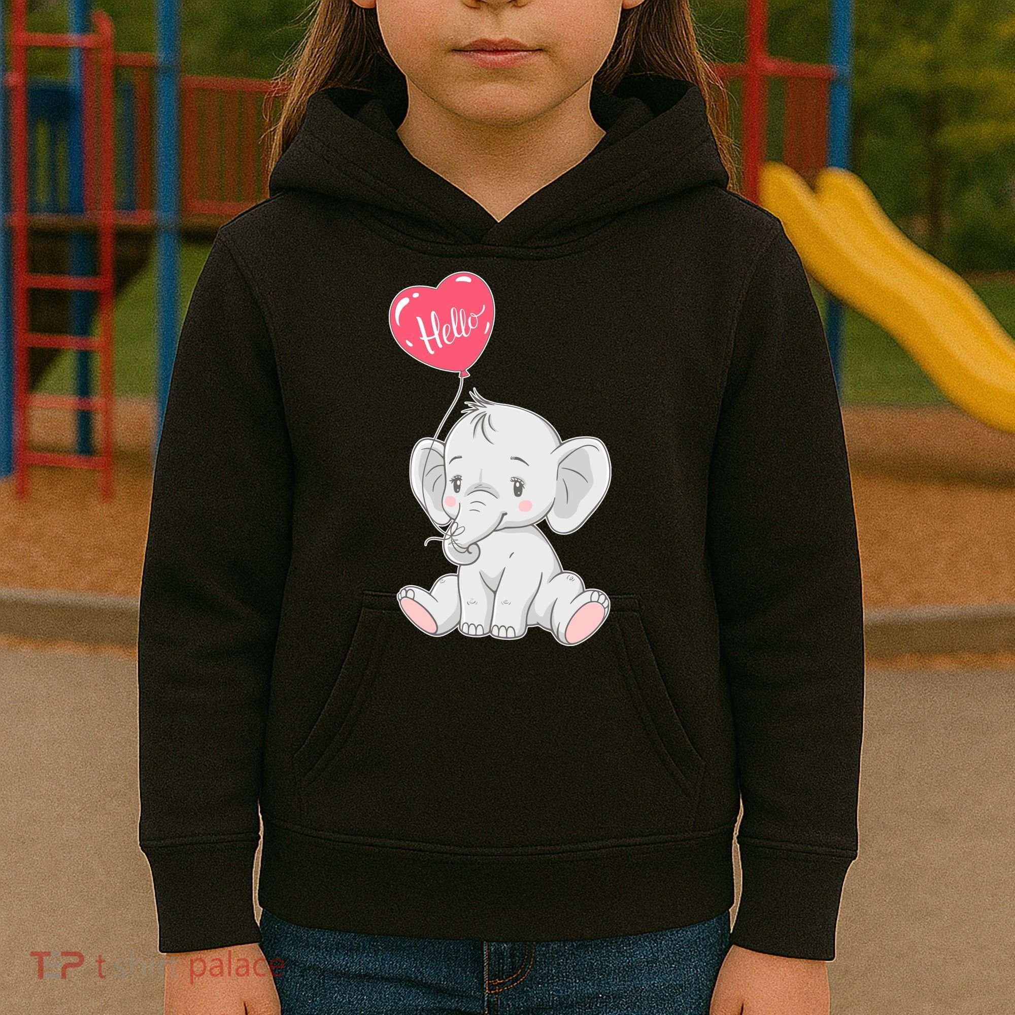 Cute Baby Elephant With Balloon Kids Hoodie