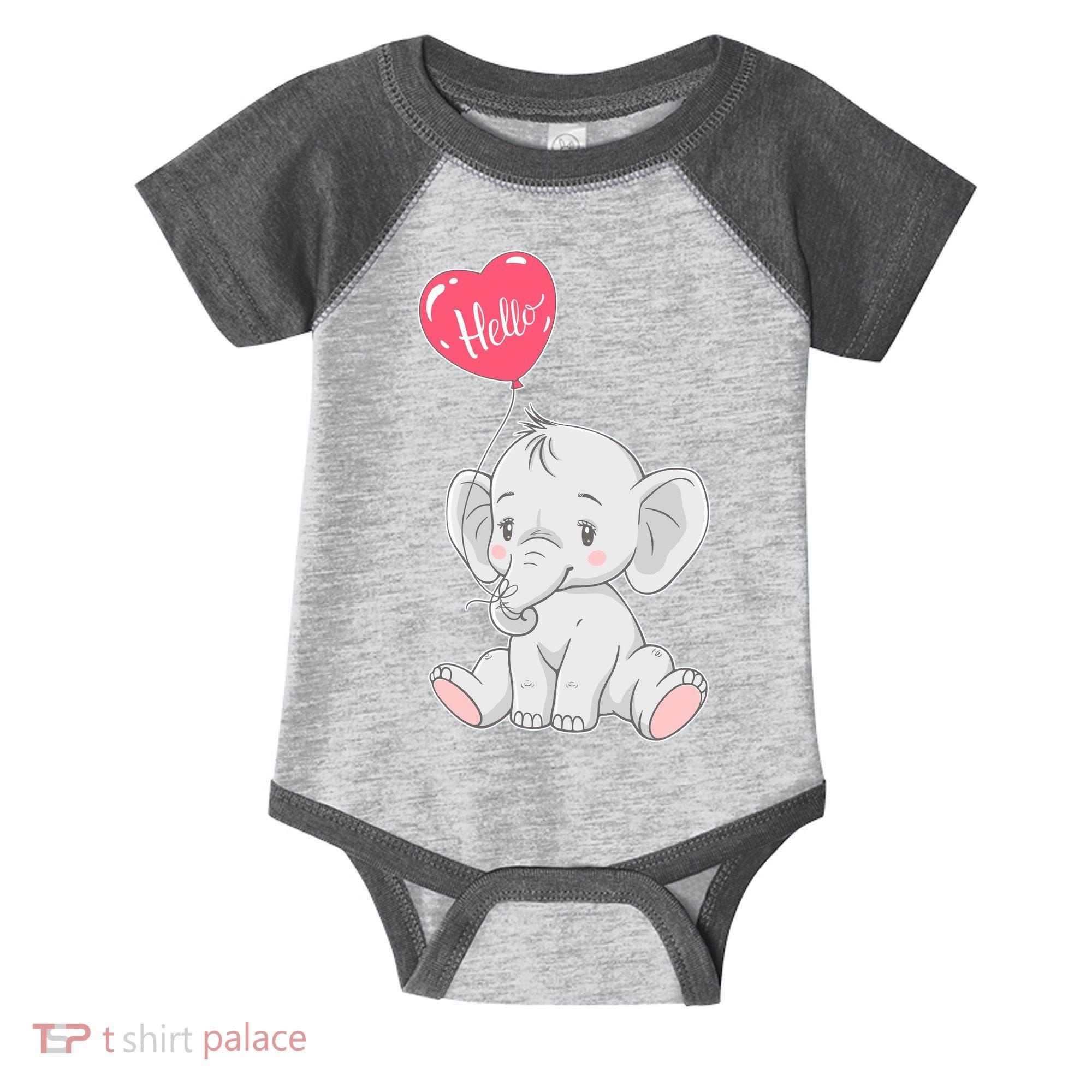 Cute Baby Elephant With Balloon Infant Baby Jersey Bodysuit