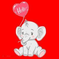 Cute Baby Elephant With Balloon Santa Hat thumb 1