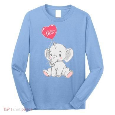 Cute Baby Elephant With Balloon Long Sleeve Shirt