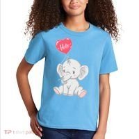 Cute Baby Elephant With Balloon Kids T-Shirt thumb 2