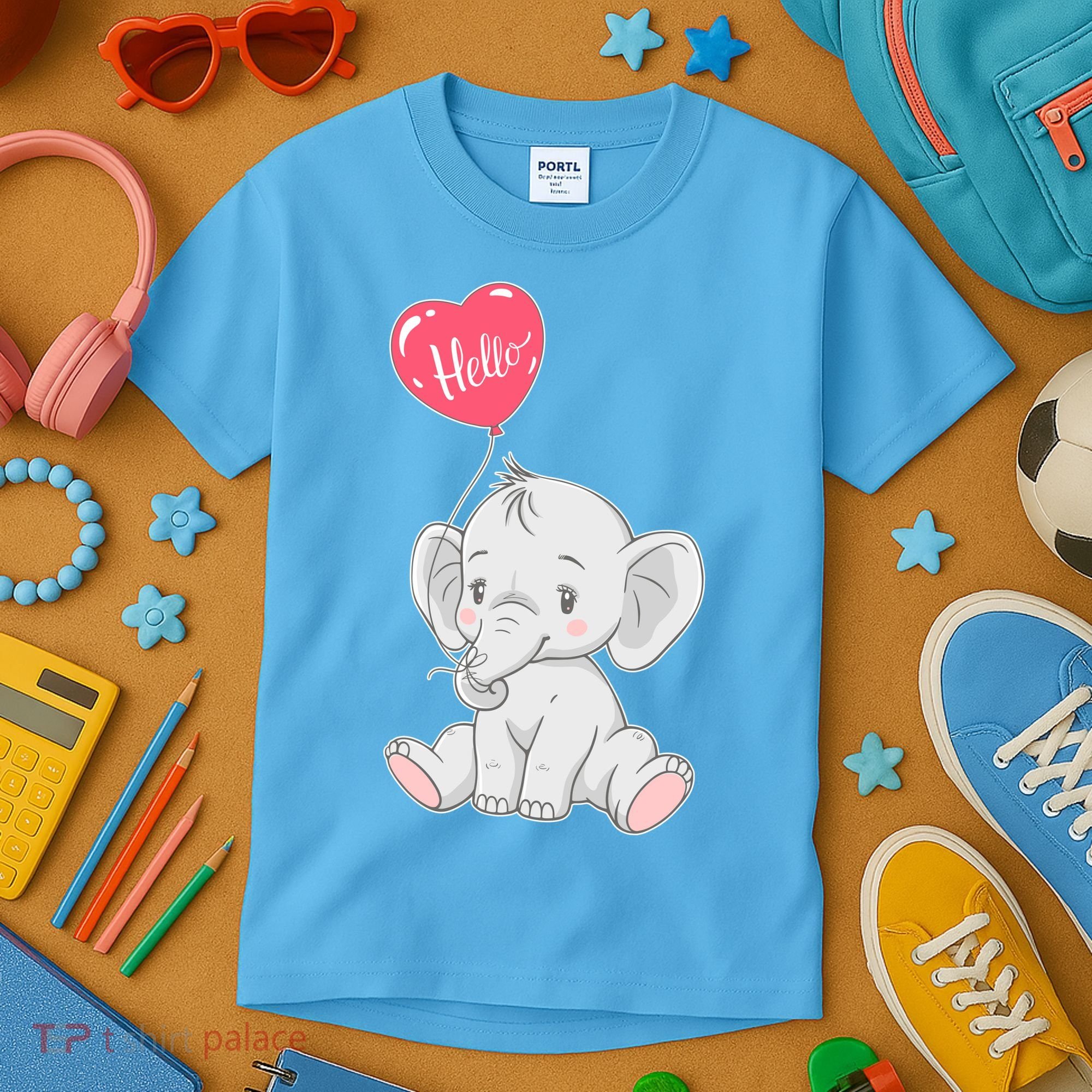 Cute Baby Elephant With Balloon Kids T-Shirt