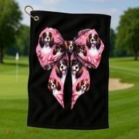 Coquette Bow English Springer Spaniel Dog Mom Girl Golf Towel thumb 1