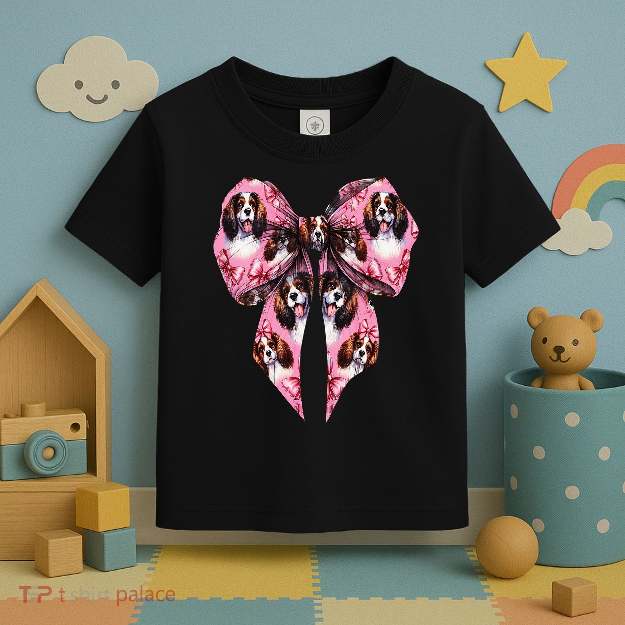 Coquette Bow English Springer Spaniel Dog Mom Girl Toddler T-Shirt