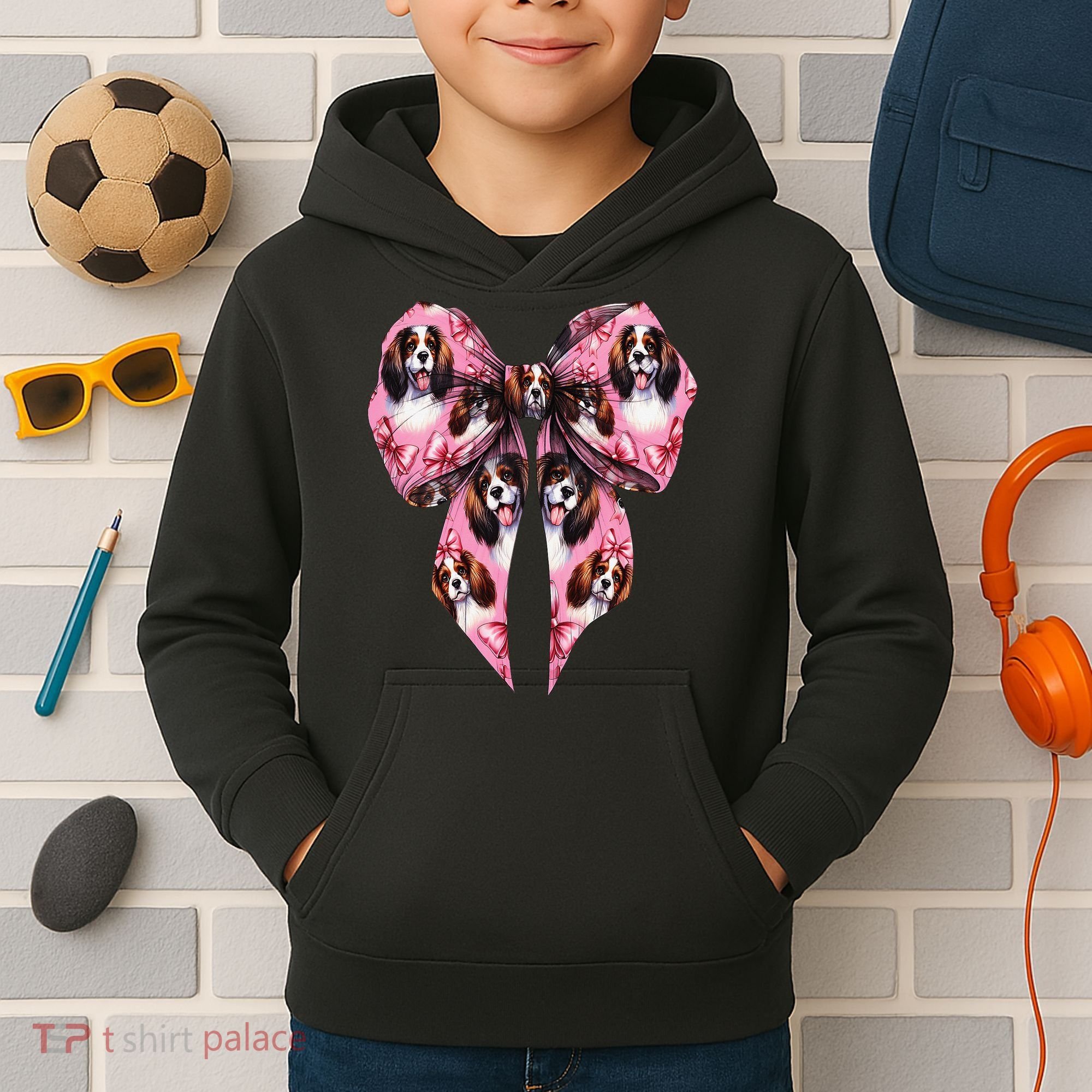 Coquette Bow English Springer Spaniel Dog Mom Girl Kids Hoodie