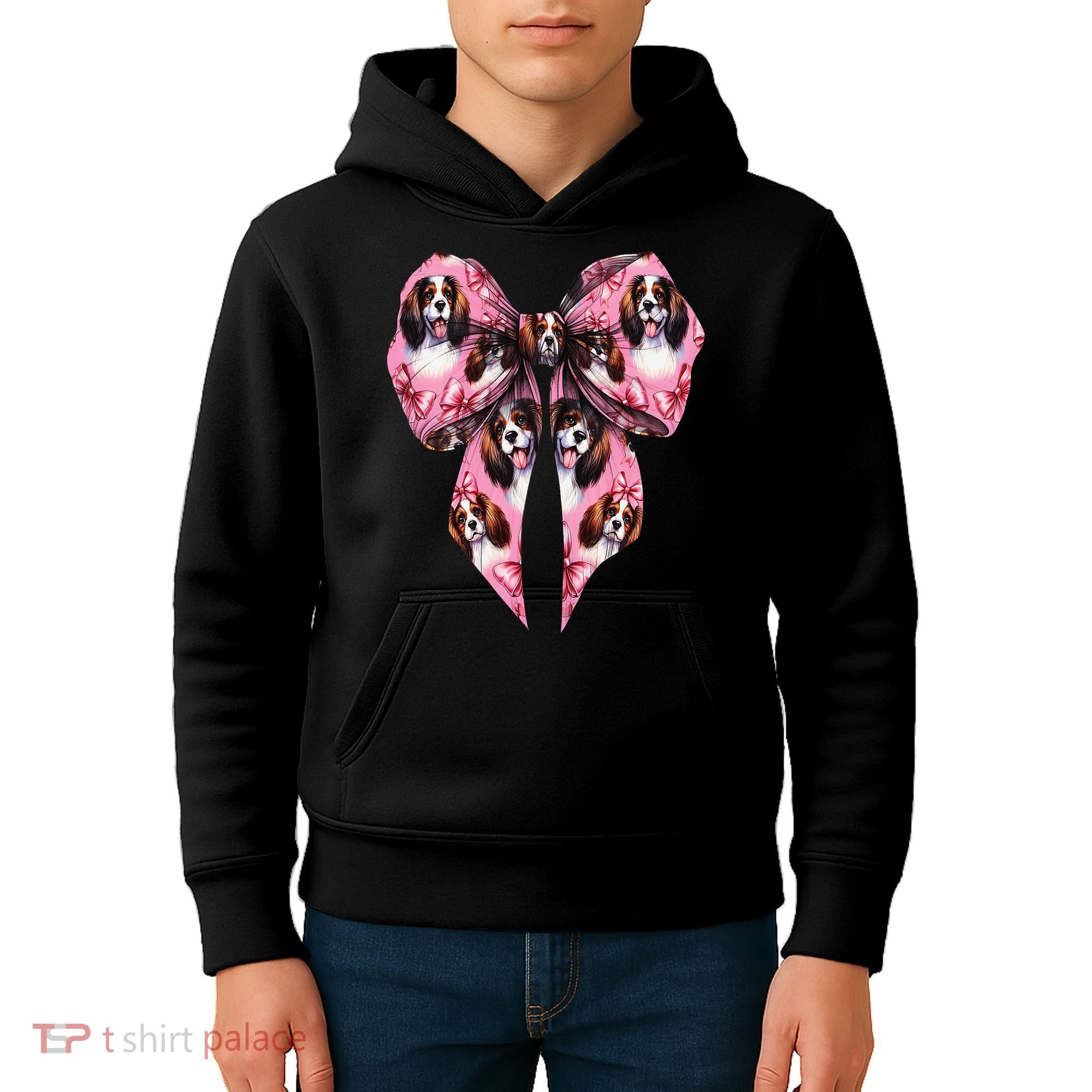 Coquette Bow English Springer Spaniel Dog Mom Girl Kids Hoodie