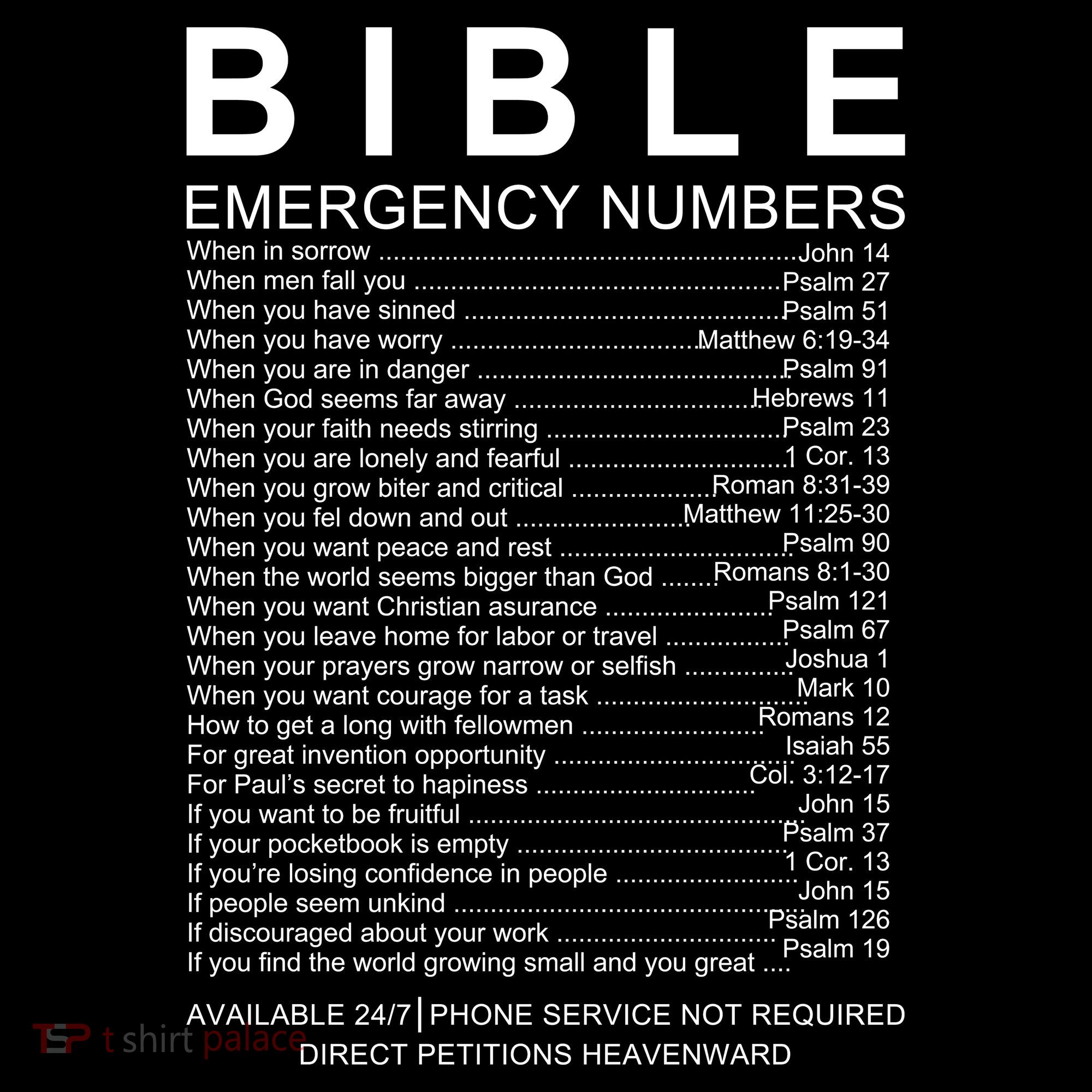 Christian Bible Emergency Numbers Backpack