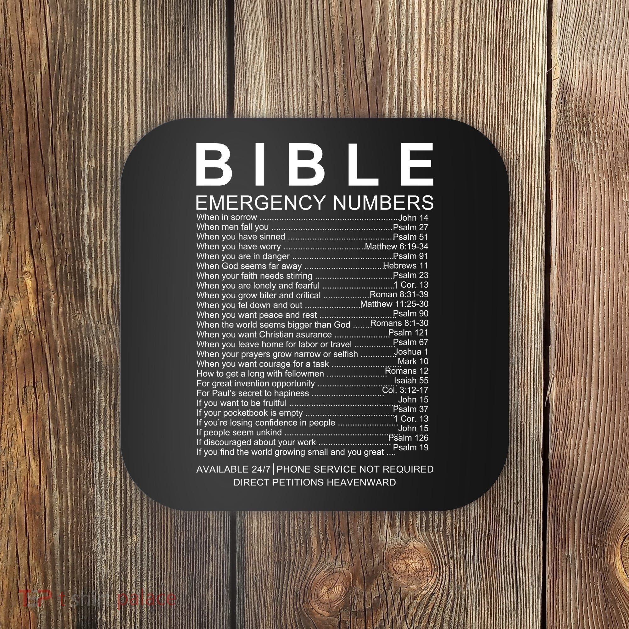 Christian Bible Emergency Numbers Coaster