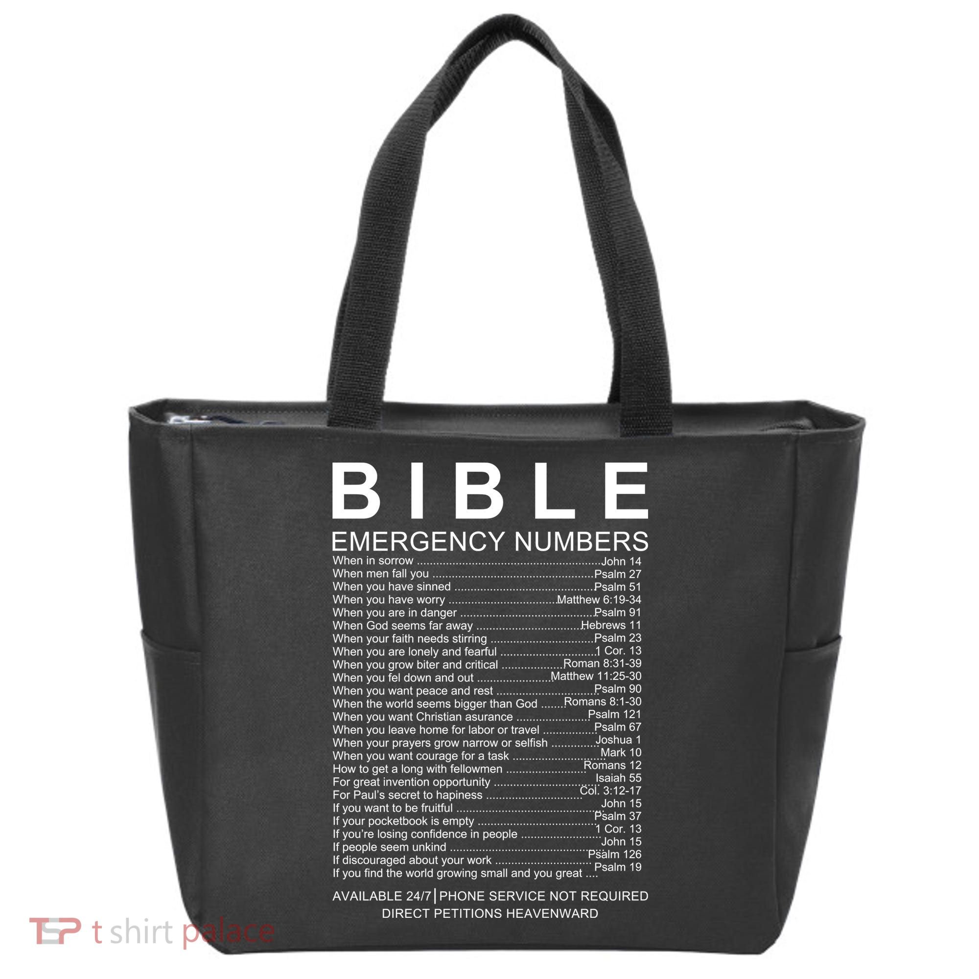 Christian Bible Emergency Numbers Tote Bag
