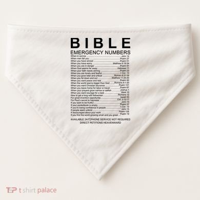 Christian Bible Emergency Numbers USA-Made Doggie Bandana