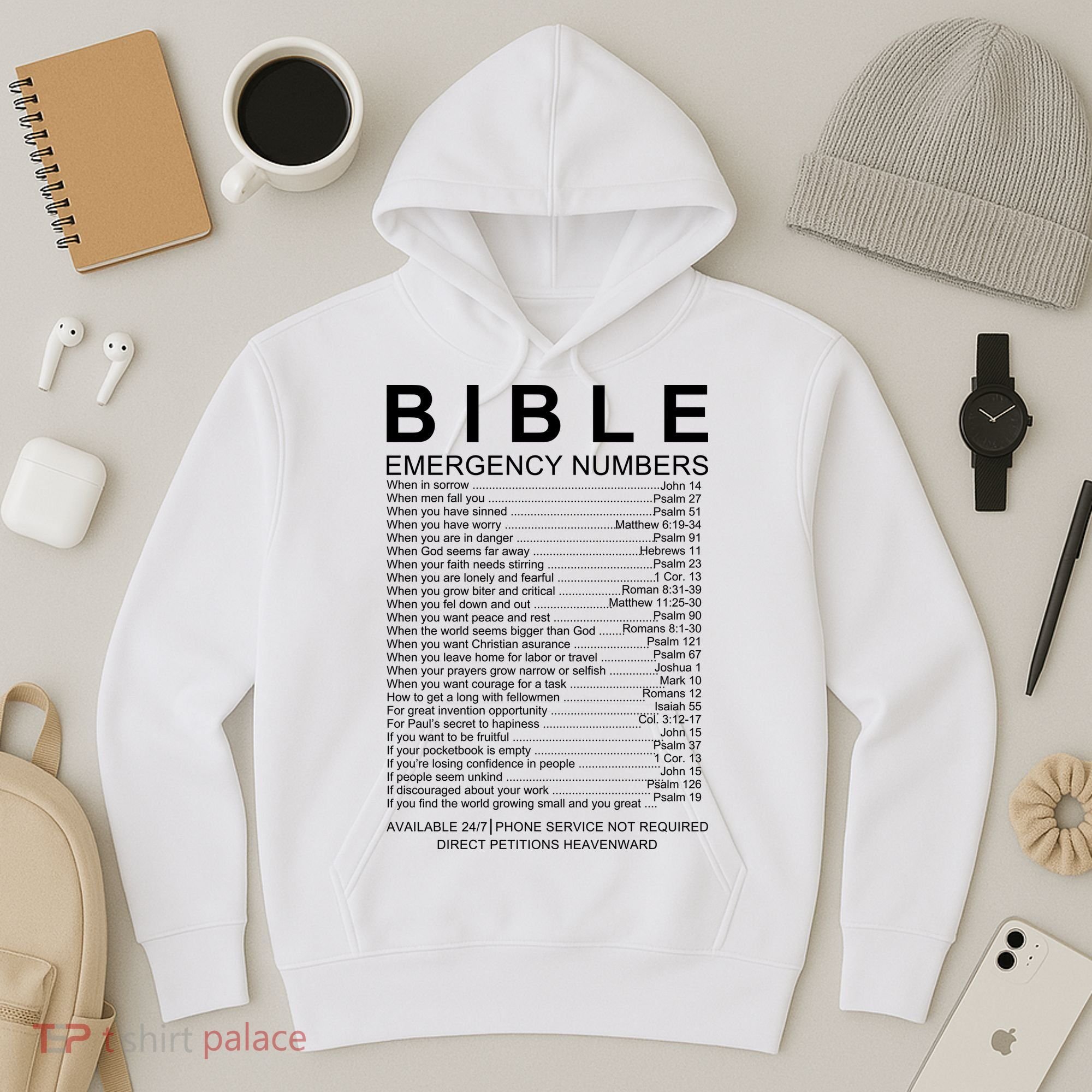 Christian Bible Emergency Numbers Hoodie
