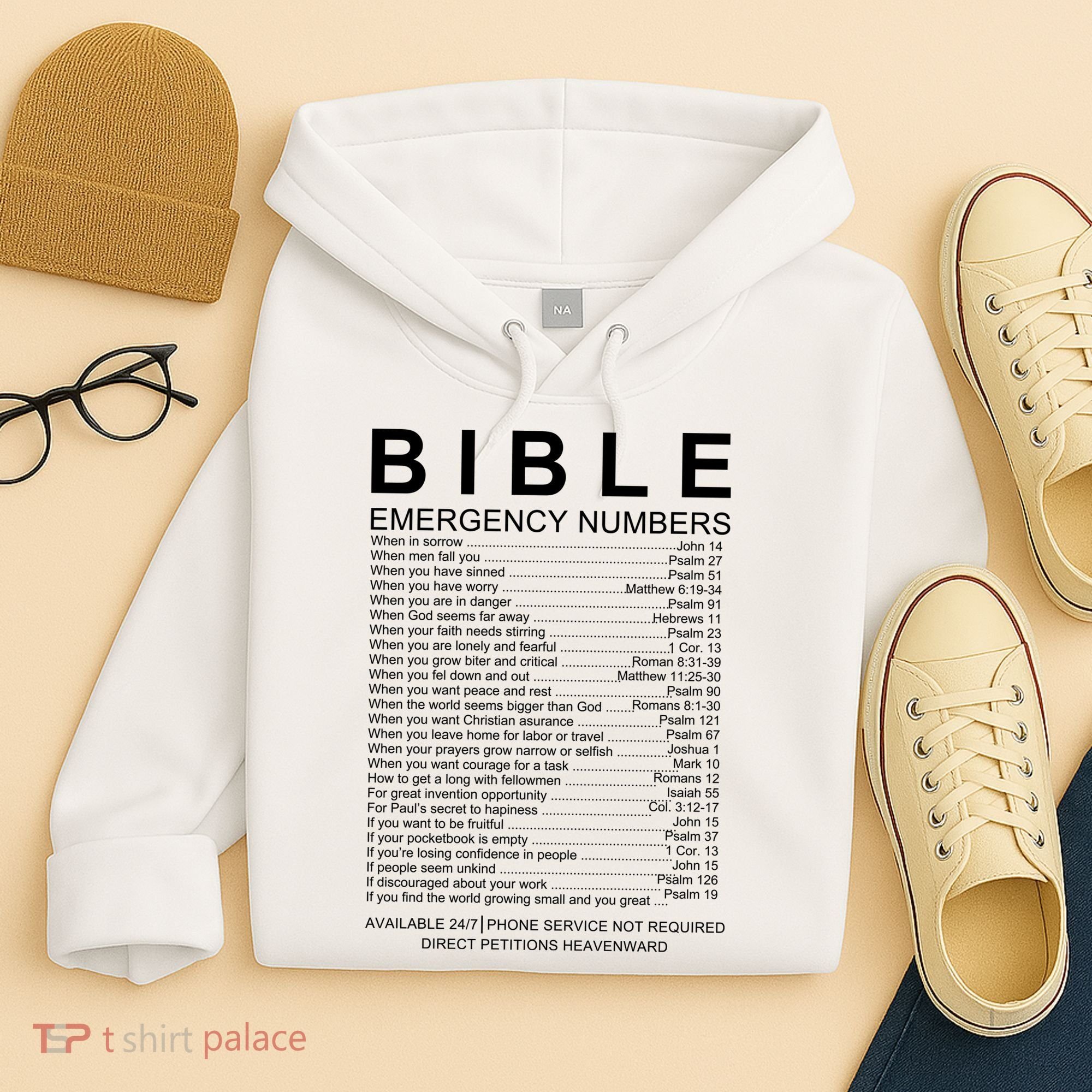 Christian Bible Emergency Numbers Hoodie