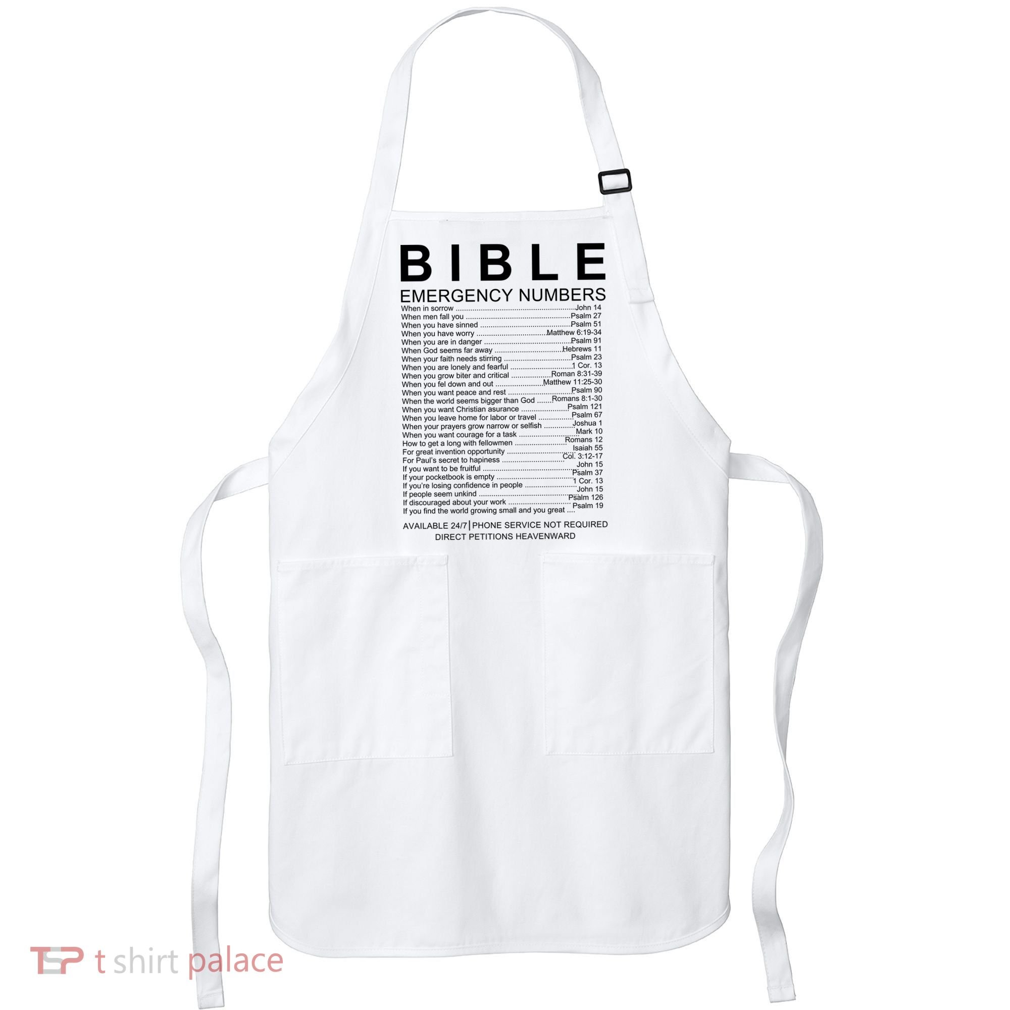 Christian Bible Emergency Numbers Apron