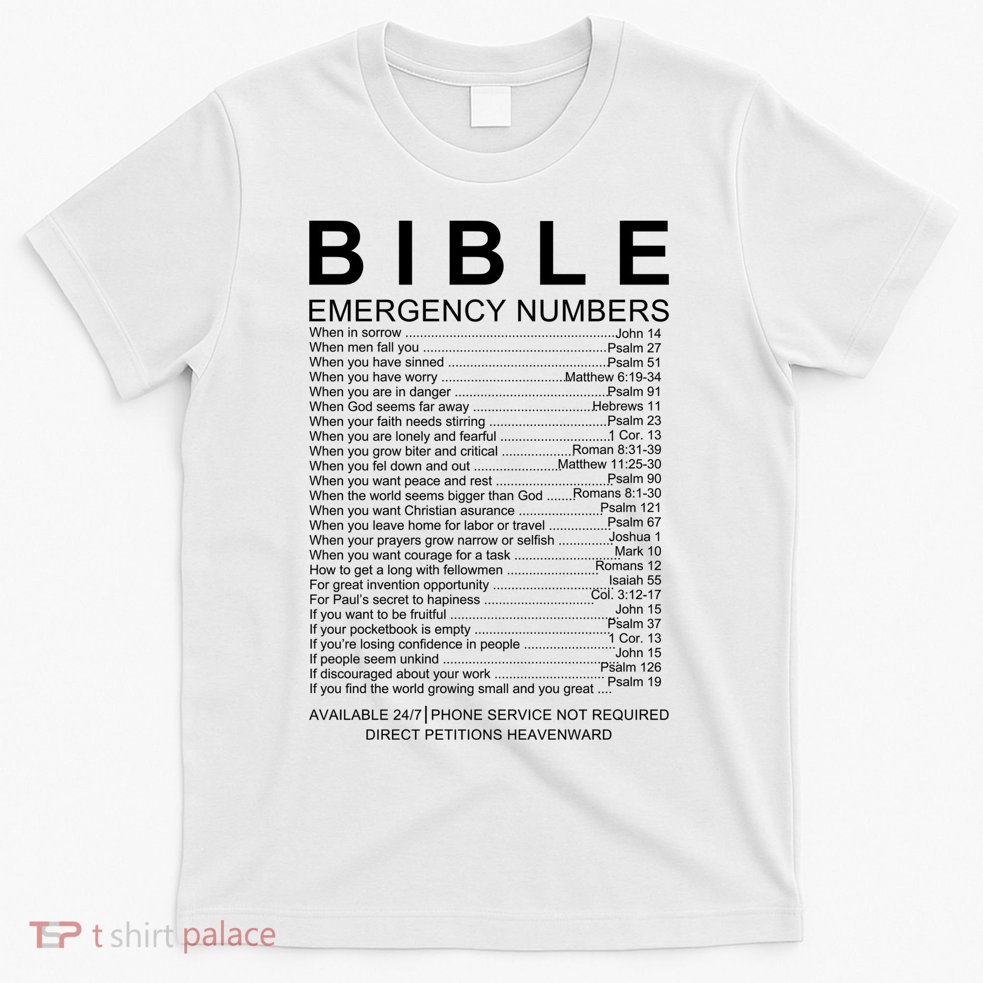 Christian Bible Emergency Numbers T-Shirt
