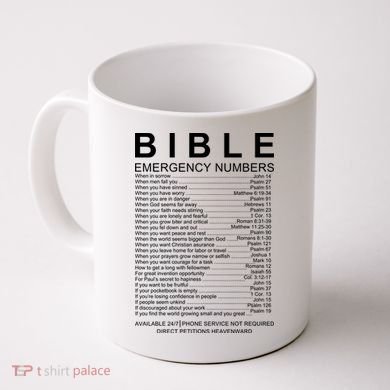 Christian Bible Emergency Numbers Coffee Mug