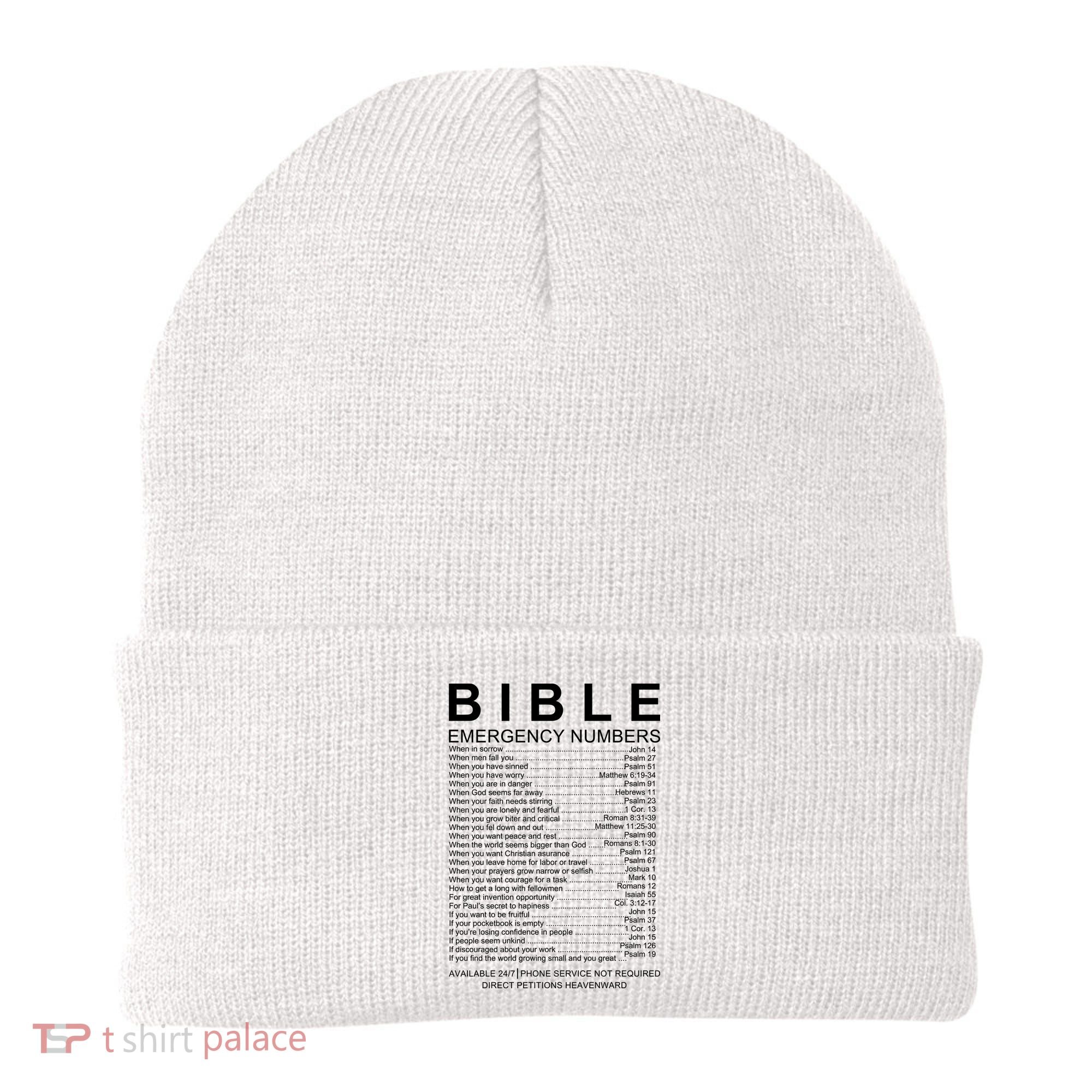 Christian Bible Emergency Numbers Beanie