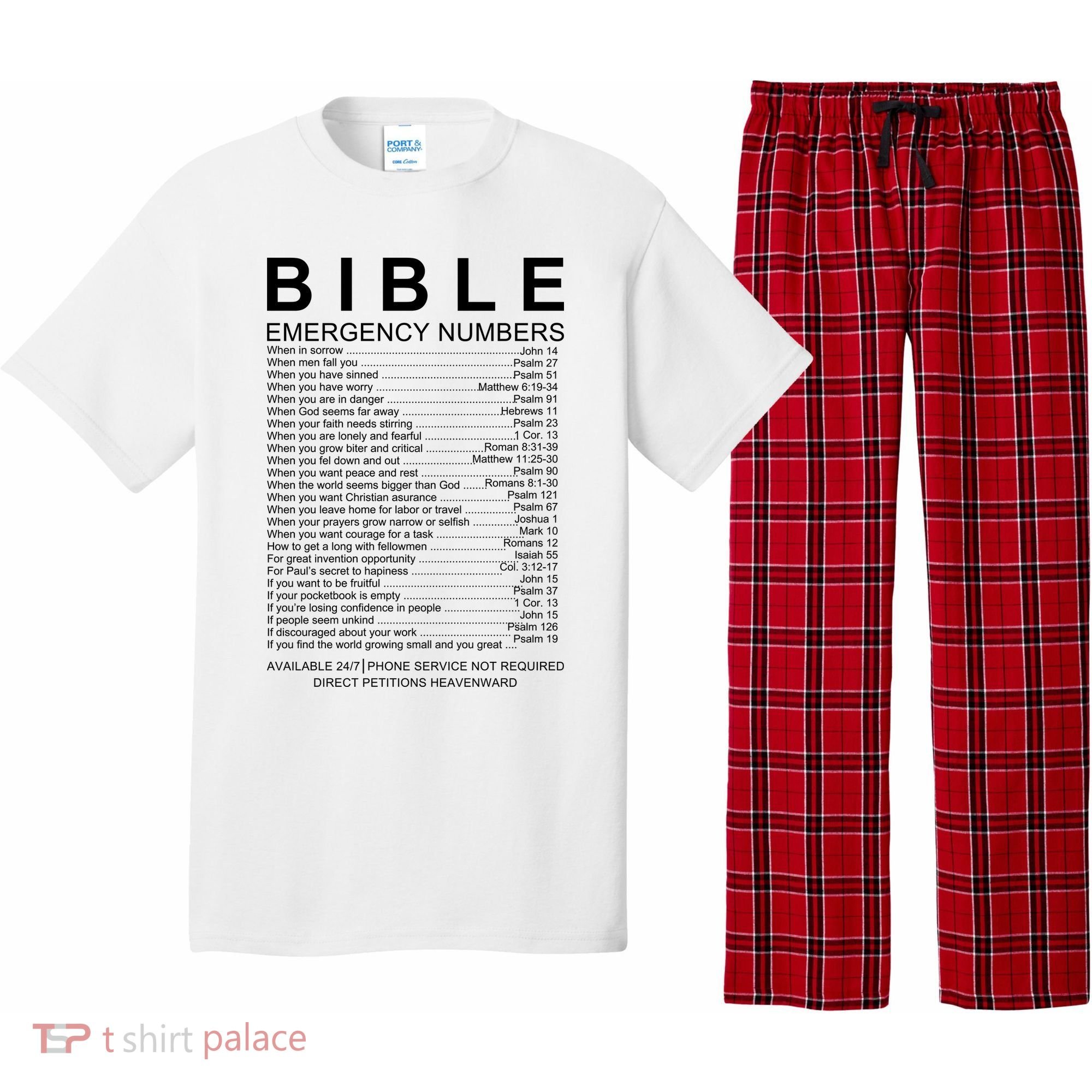 Christian Bible Emergency Numbers Pajama Set