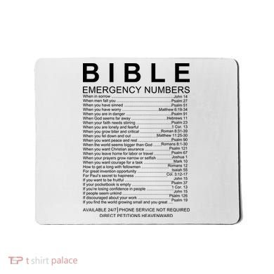 Christian Bible Emergency Numbers Mousepad