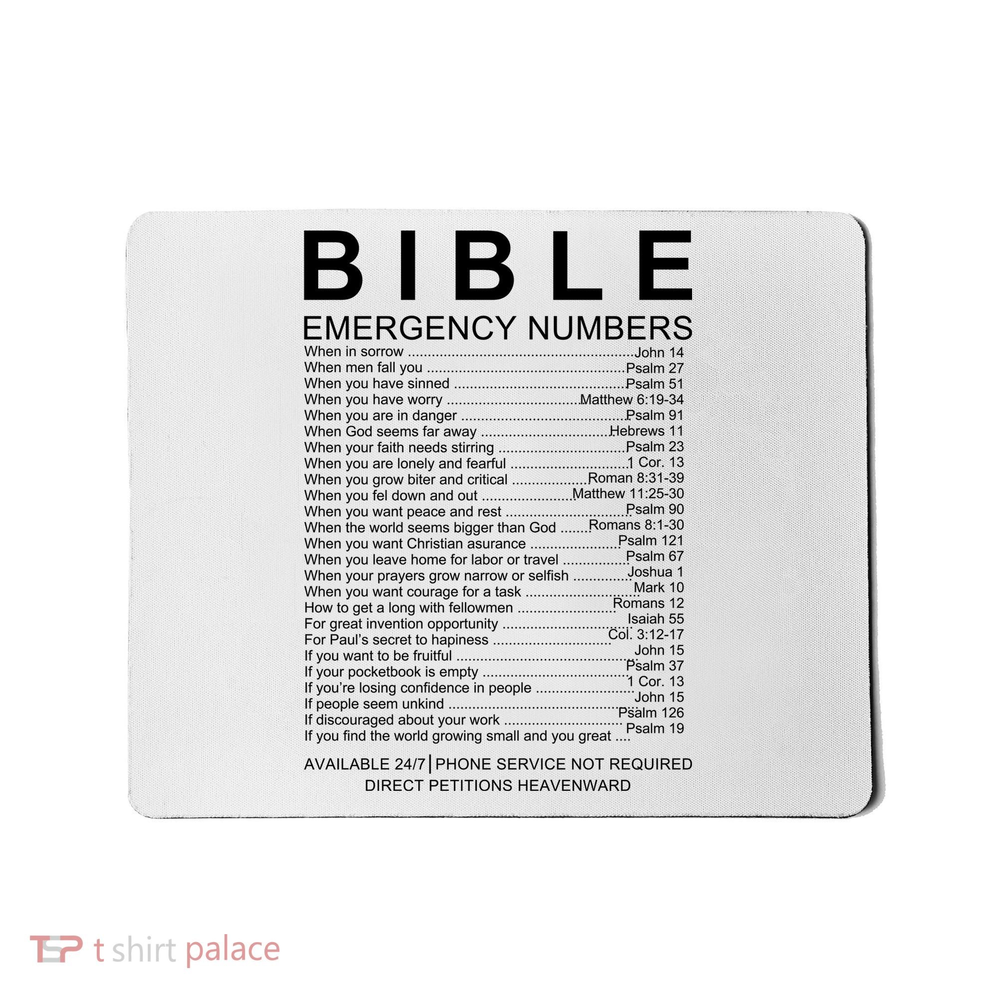 Christian Bible Emergency Numbers Mousepad