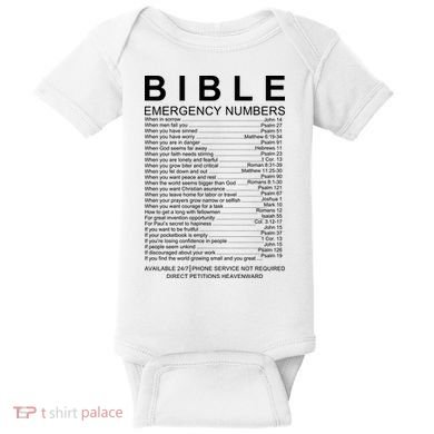 Christian Bible Emergency Numbers Baby Bodysuit