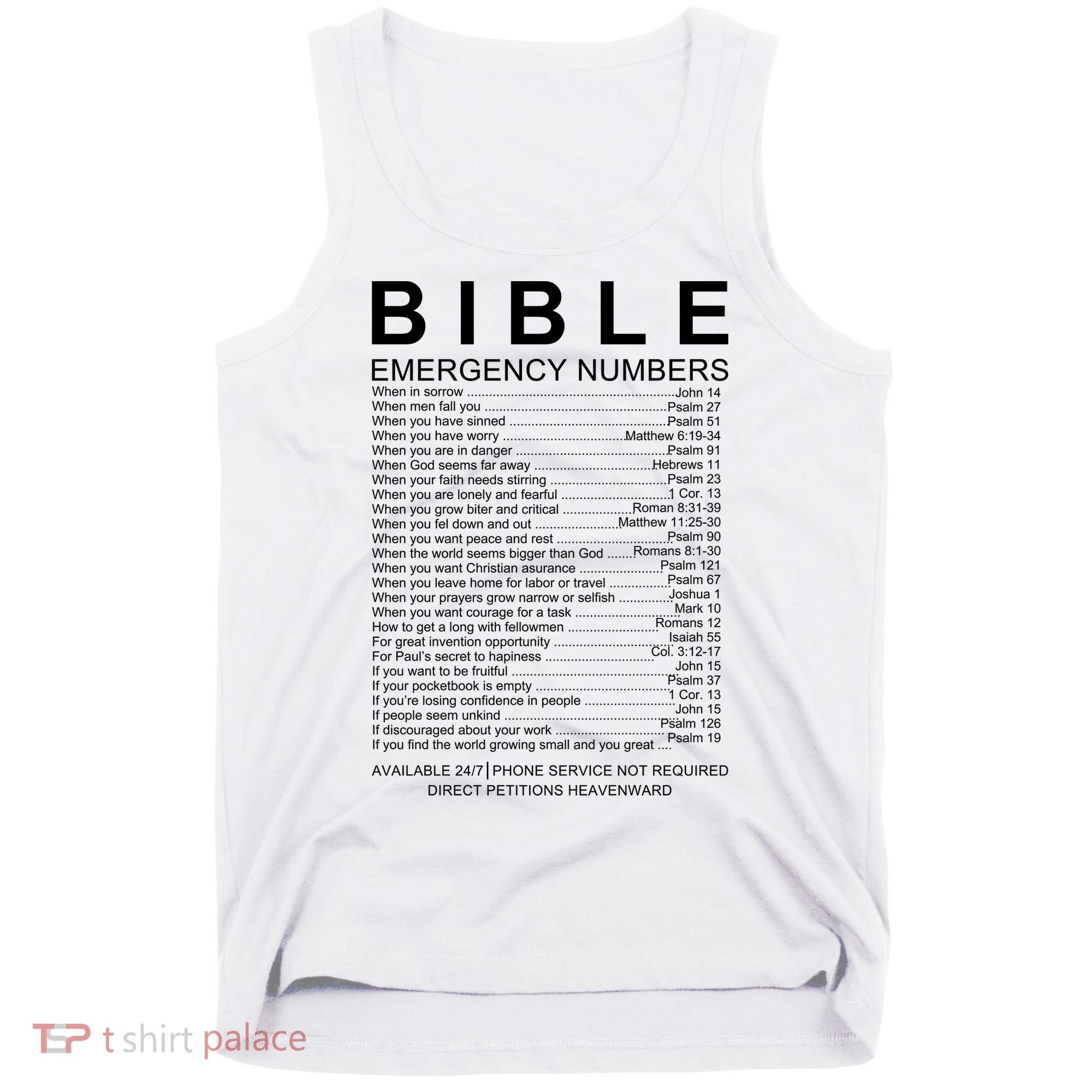 Christian Bible Emergency Numbers Tank Top