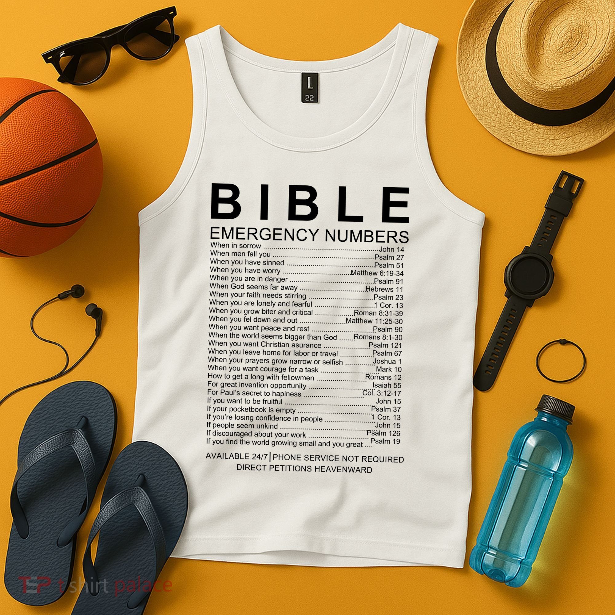 Christian Bible Emergency Numbers Tank Top