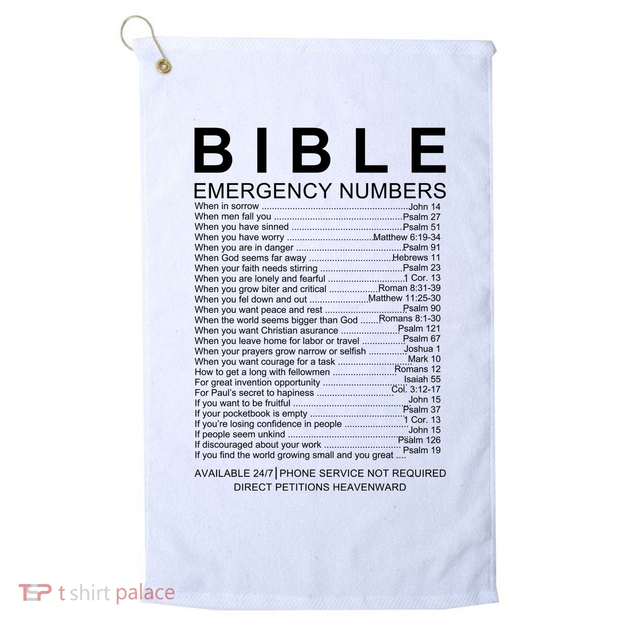 Christian Bible Emergency Numbers Golf Towel