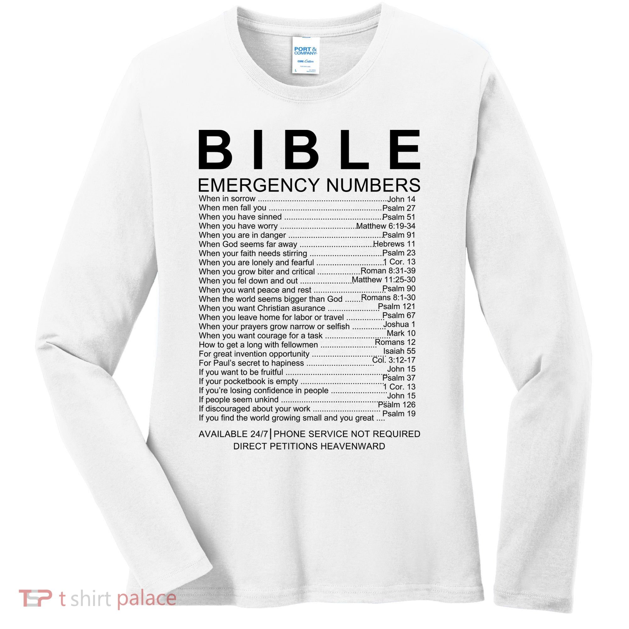 Christian Bible Emergency Numbers Women's Long Sleeve Shirt