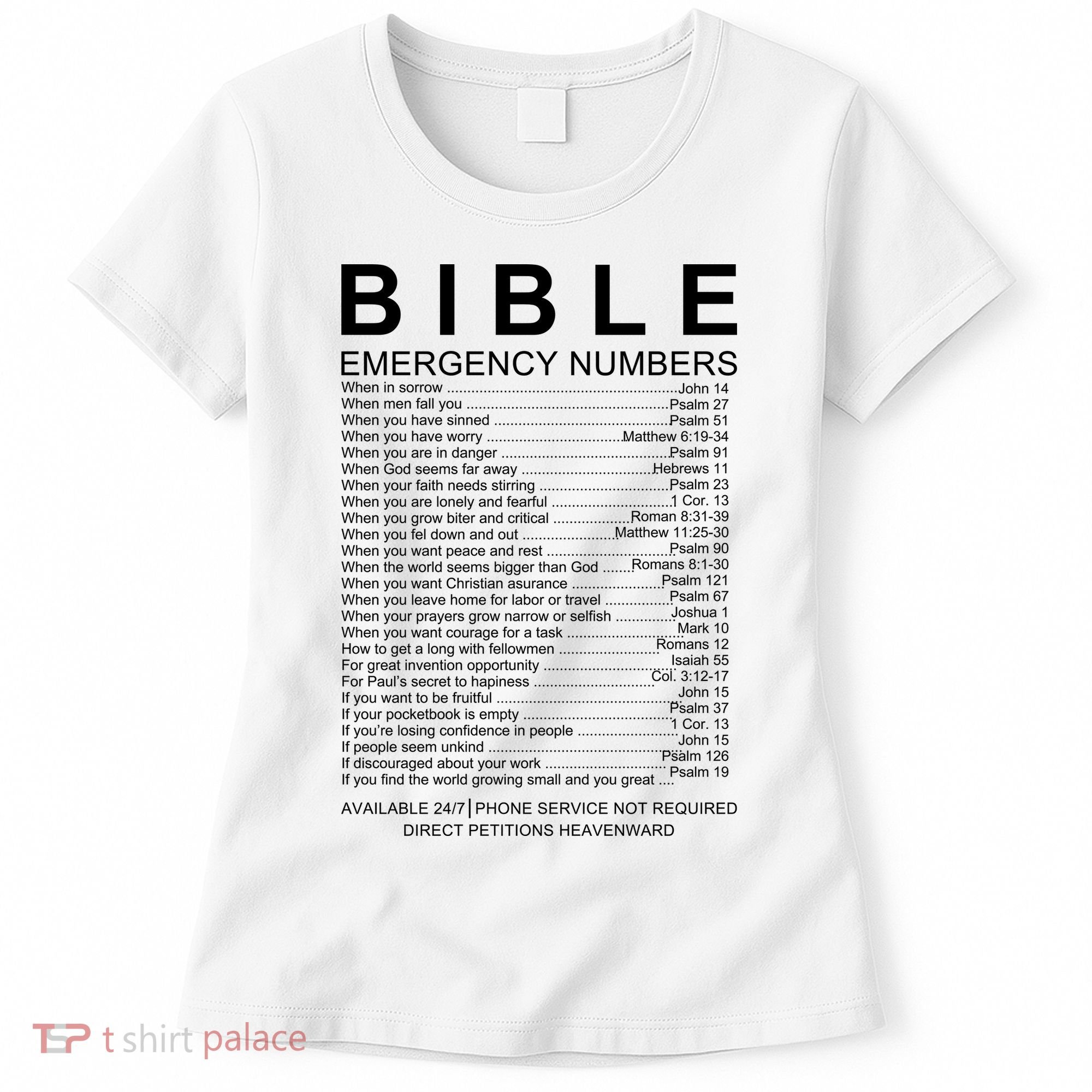 Christian Bible Emergency Numbers Women's T-Shirt