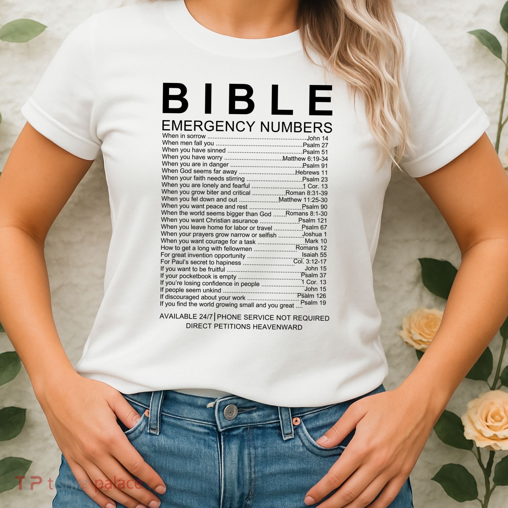 Christian Bible Emergency Numbers Women's T-Shirt