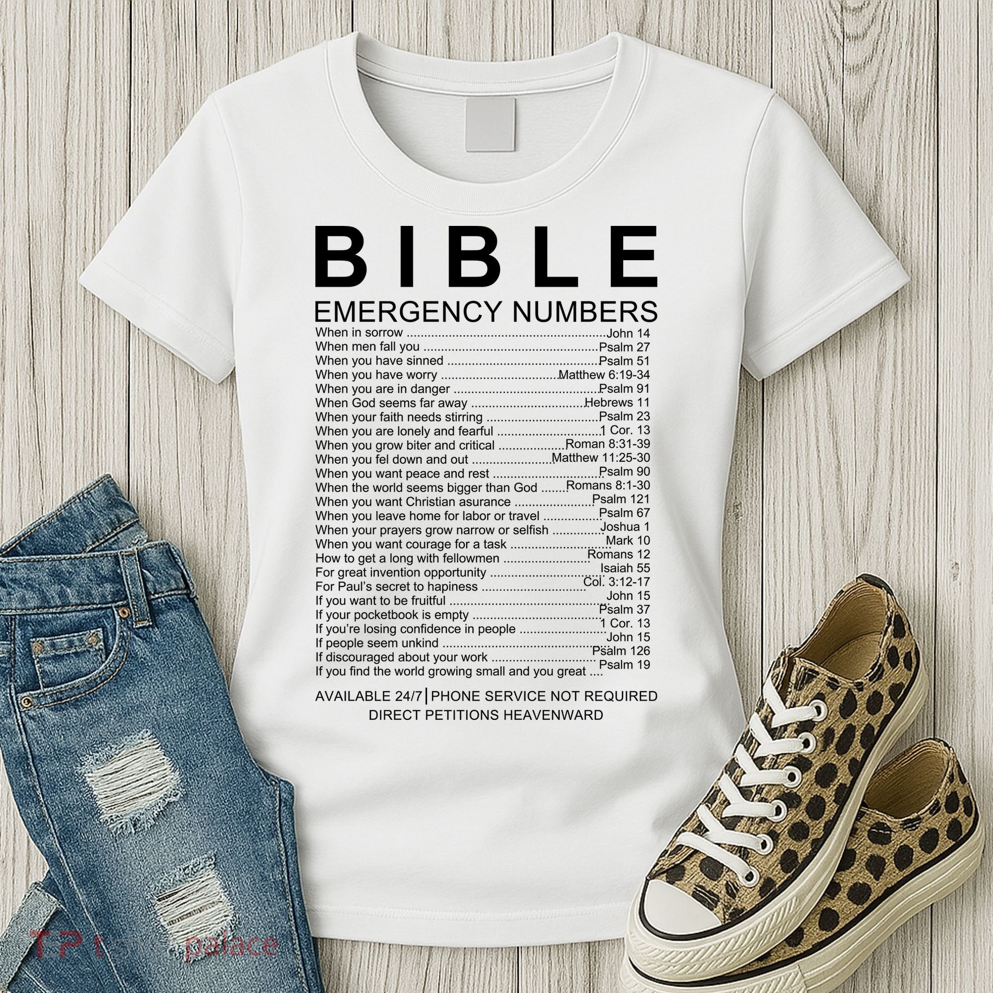 Christian Bible Emergency Numbers Women's T-Shirt