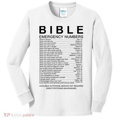 Christian Bible Emergency Numbers Kids Long Sleeve Shirt