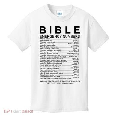 Christian Bible Emergency Numbers Kids T-Shirt