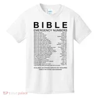 Christian Bible Emergency Numbers Kids T-Shirt thumb 0