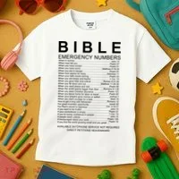 Christian Bible Emergency Numbers Kids T-Shirt thumb 3